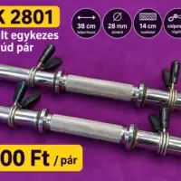 REK 2801 használt 28 mm-es 38 cm-es egykezes súlyzórúd pár csipeszes rögzítővel