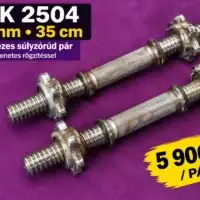 Használt 25 mm-es 35 cm-es egykezes súlyzórúd pár menetes rögzítéssel – REK 2504